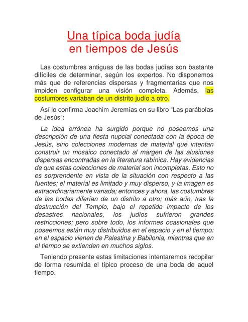 Una Típica Boda Judía en Tiempos de Jesús 