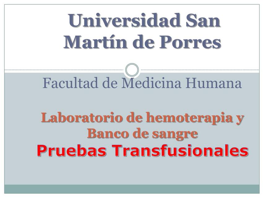 Laboratorio de hemoterapia y Banco de sangre