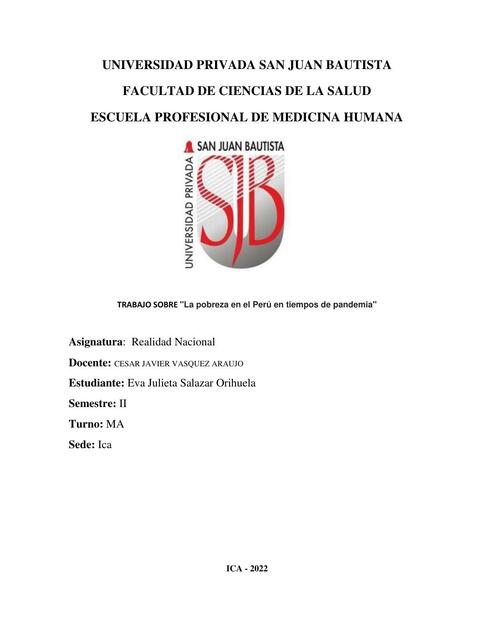Hoja de Informe La pobreza en el Perú en tiempos de pandemia 
