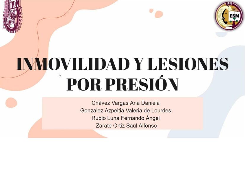 Inmovilidad y Lesiones por Presión