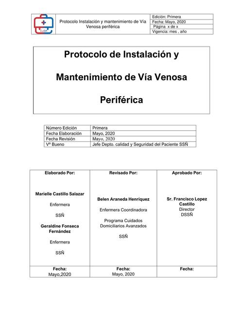 Protocolo de Instalación y Mantenimiento VVP