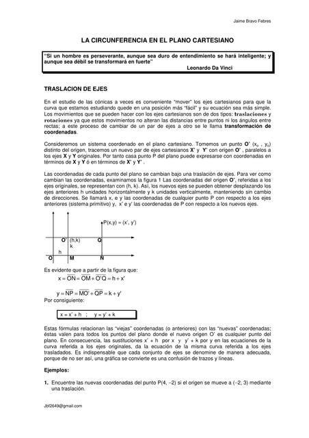 La Circunferencia en el Plano Cartesiano