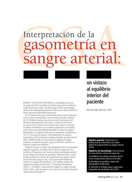 Gasometría en  Sangre Arterial 