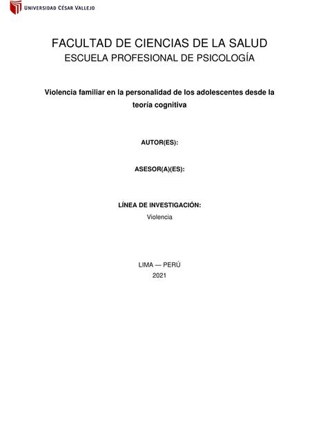 Monografía  Violencia familiar en la personalidad de los adolescentes desde la teoría cognitiva