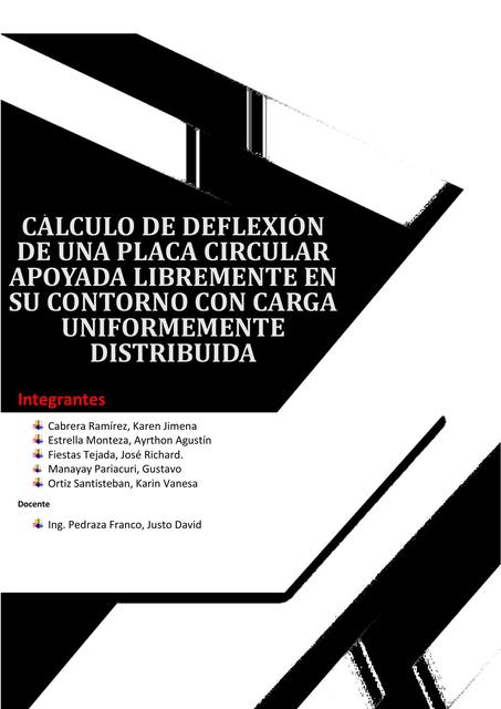 Cálculo de Deflexión de una Placa Circular Apoyada Libremente en su Contorno con Carga Uniformemente Distribuida