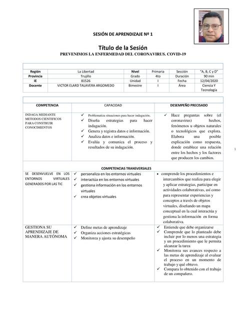 Ciencia y Tecnología 4 primaria Elard Talavera Trujillo