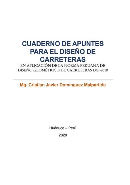 Cuaderno de apuntes para el diseño de carreteras