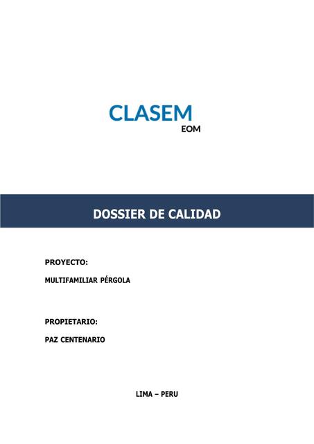 Índice Dossier de Calidad Pérgola 2