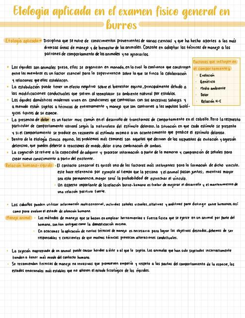 Etología aplicada en el examen físico general en burros