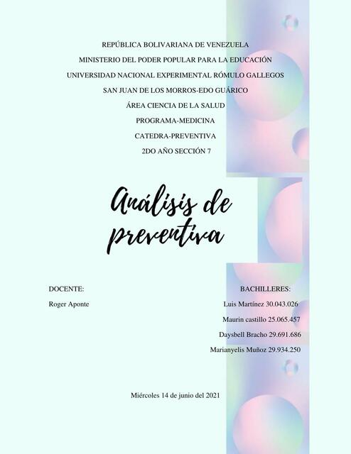 Análisis de Preventiva