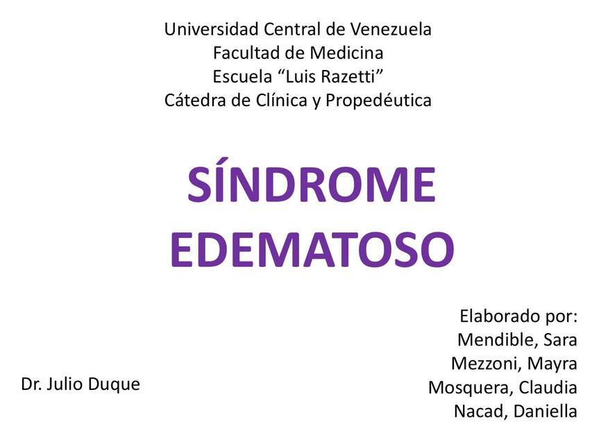 Síndrome Edematoso