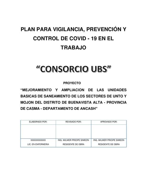 Plan para vigilancia, prevención y control de covid-19