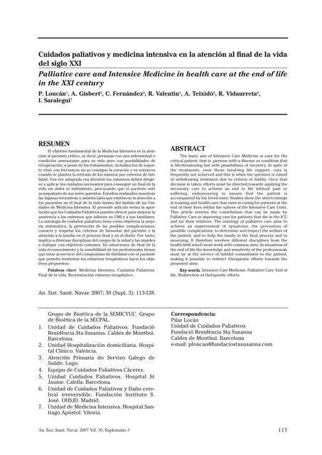 Cuidados Paliativos y medicina intensiva en la atención al final de la vida del siglo XXI