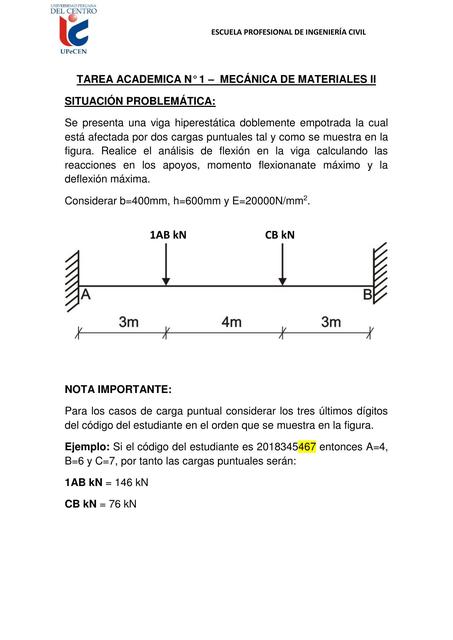 Tarea académica de Mecánica de materiales II