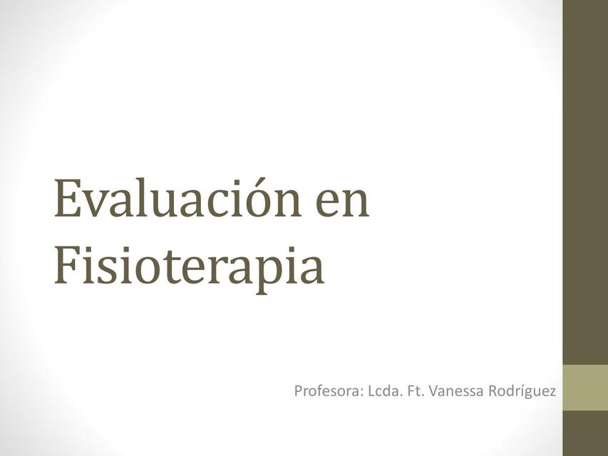 Evaluación en Fisioterapia