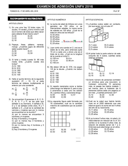 Examen de Admisión Villareal