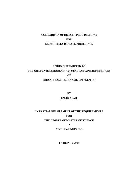 COMPARISON OF DESIGN SPECIFICATIONS