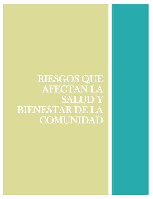 Riesgo que afectan la salud y bienestar de la comunidad