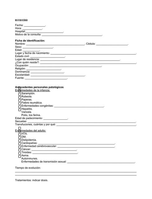 Guía para realizar historia clínica