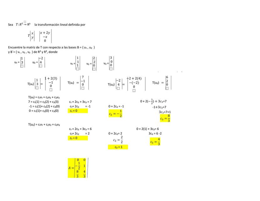 Transformación Lineal a Matriz