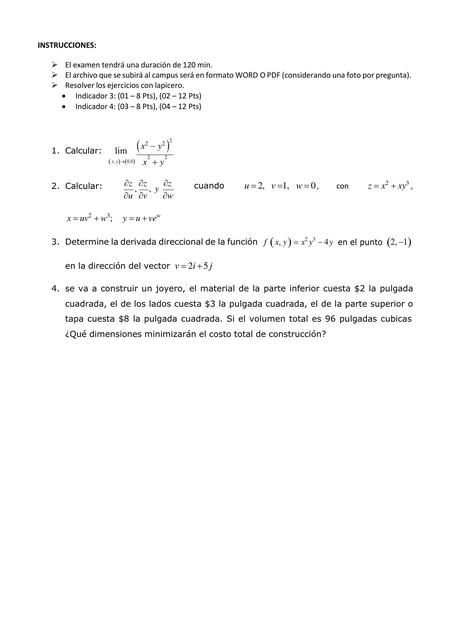 Examen 2 de cálculo