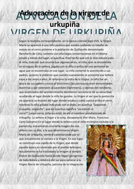 Advocación de la Virgen de Urkupiña