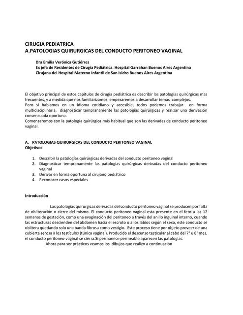 Patología quirúrgica del conducto peritoneo vaginal