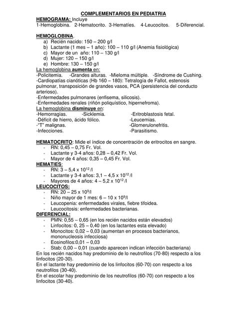 Complementarios en Pediatría 