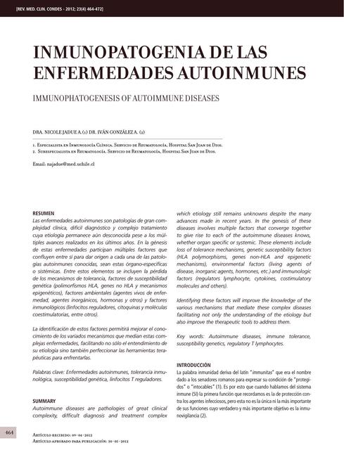 Inmunopatogenia de las Enfermedades Autoinmunes