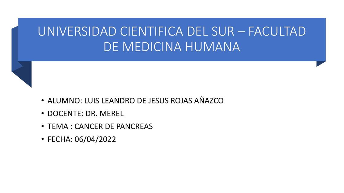 Cáncer de Páncreas