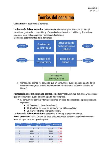 Teorías del Consumo 