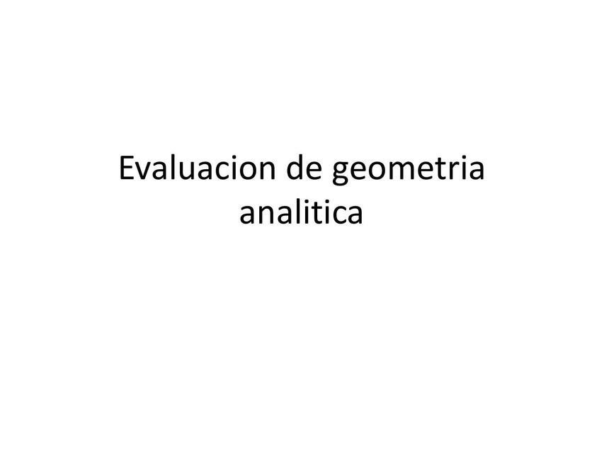 Evaluación de geometría analítica