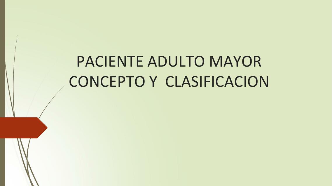 Adulto Mayor Concepto y Clasificación