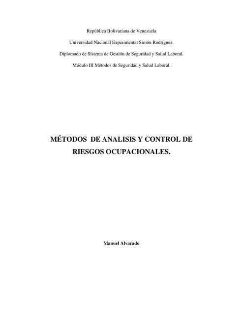 Método de Análisis y Control de Riesgos Ocupacionales