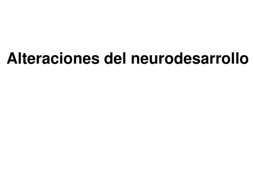 Alteraciones del Neurodesarrollo