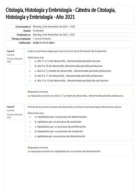 Cátedra de Citología, Histología y Embriología- Año 2021