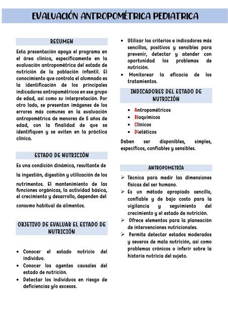 Evaluación Antropométrica Pediátrica 