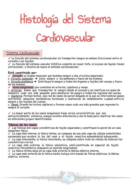 Histología del Sistema Cardiovascular 