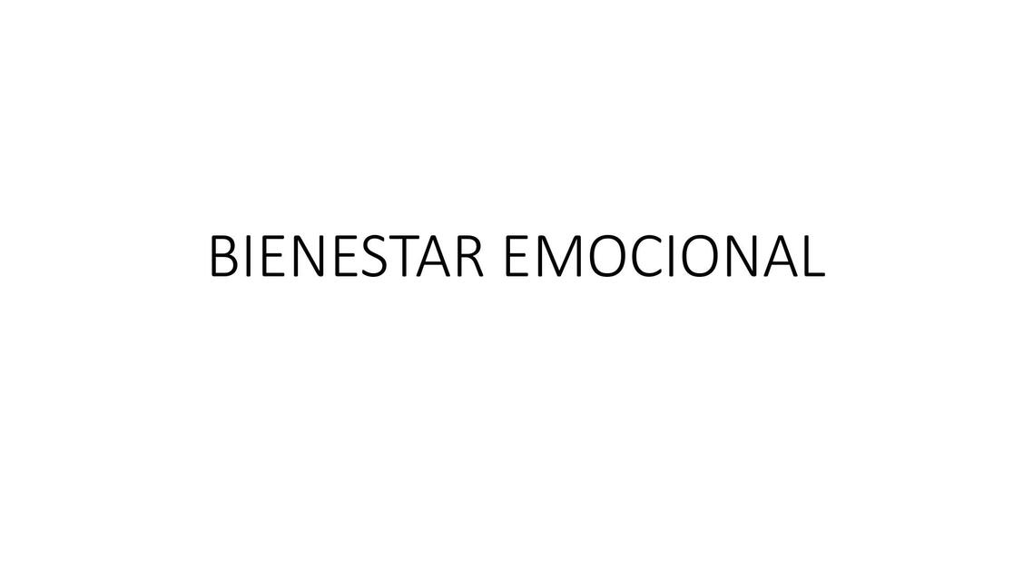 Bienestar Emocional 