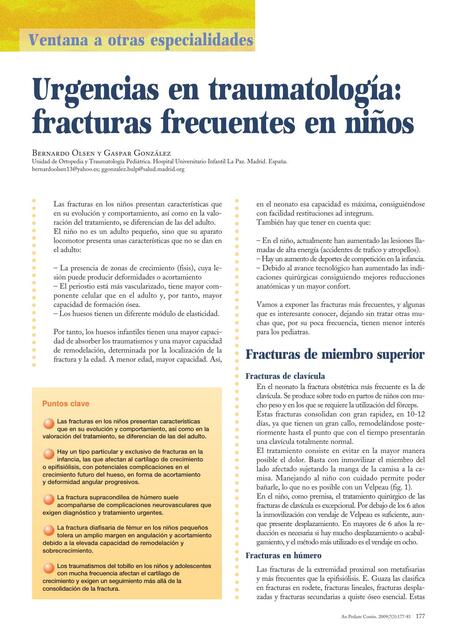 Urgencias en Traumatología: Fracturas Frecuentes en Niños 