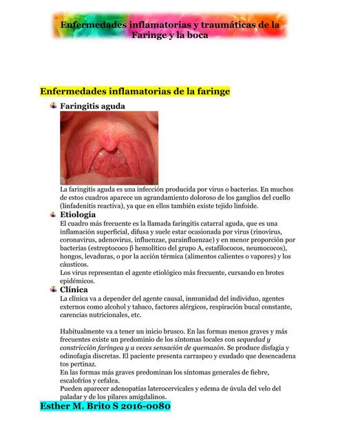 Enfermedades Inflamatorias de la Faringe