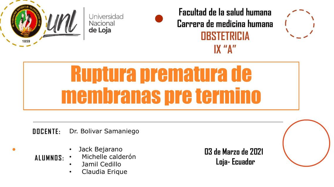 Ruptura Prematura de Membranas