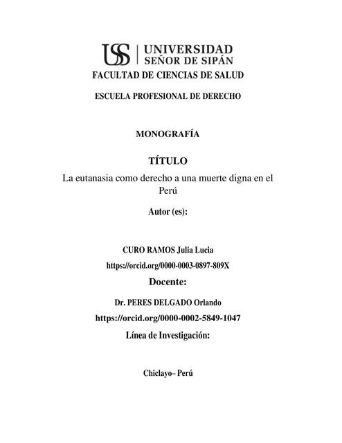 La Eutanasia como Derecho a una Muerte Digna en el Perú