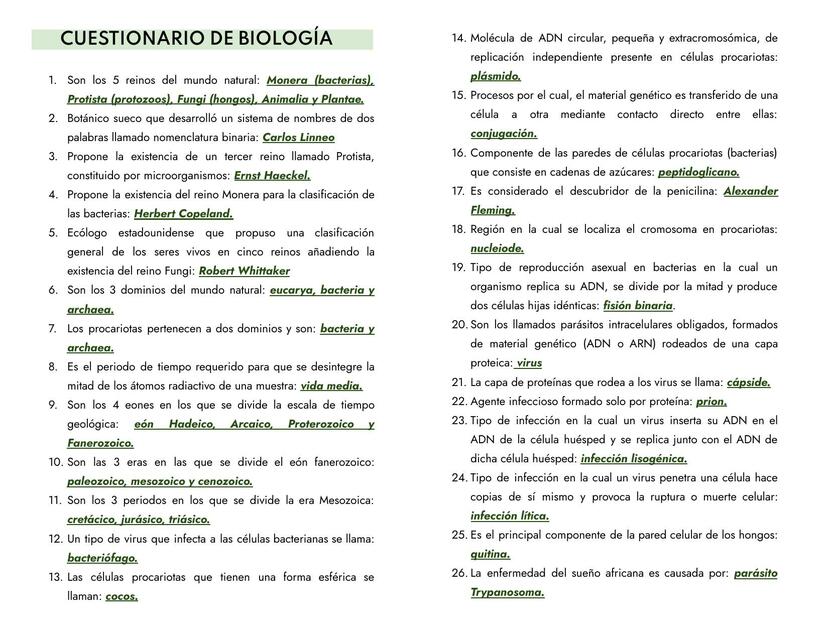 Examen De Biologia Basica Uasd Primer Parcial www.udocz.com