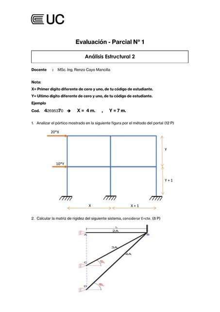 Examen parcial de Análisis Estructural 