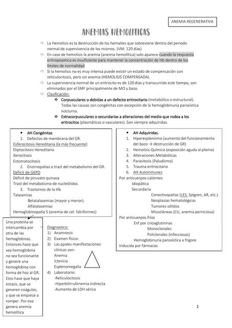 Anemias Hemolíticas 