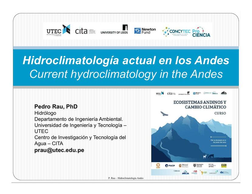 Hidroclimatología actual en los Andes