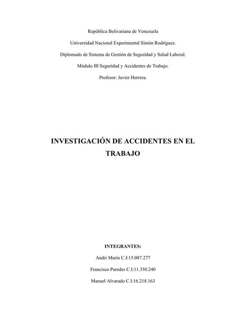 Investigación de Accidentes Laborales