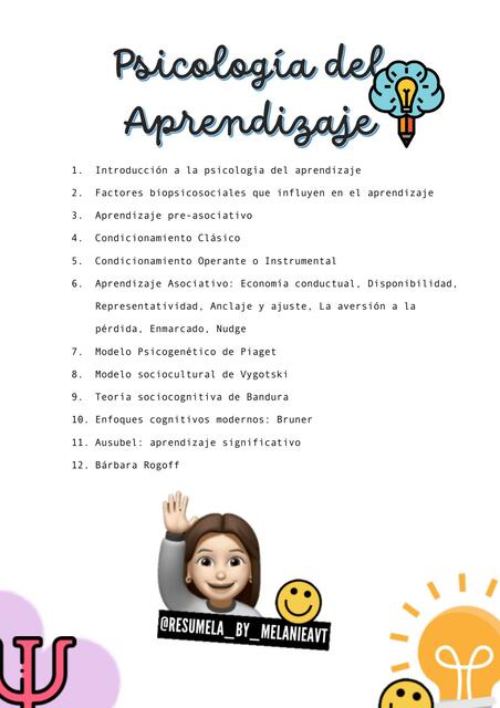 Psicología del aprendizaje | Apuntes completos