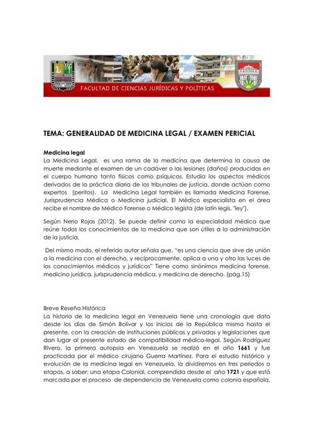 Medicina Legal y Exámen Pericial